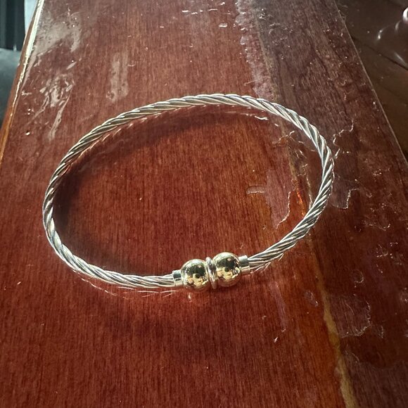 Cape Cod Double Ball Twist Bracelet 8.5 (XXL) 14K Gold & Sterling Silver - Picture 3 of 4